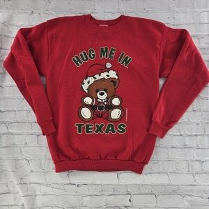 Vintage Graphic Hug Me In Texas Crew Neck Christmas Sweatshirt